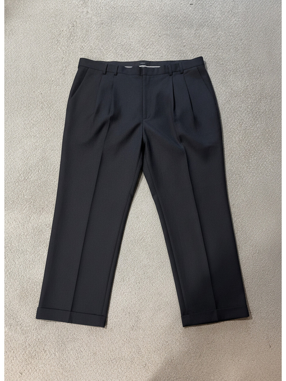 Men's Black Dress Pants Pleated Front Cuffed Hem Size 50x30